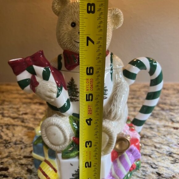 🧸 Spode Christmas Tree Teddy Bear Teapot Handpainted – Holiday Figurine – 9” - Picture 11 of 13